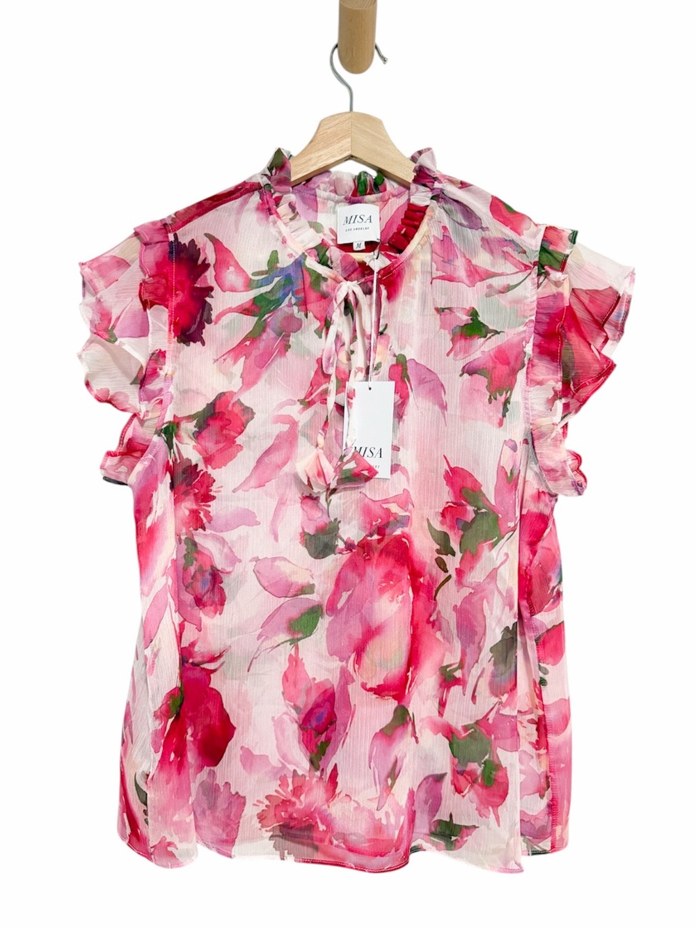 NWT Misa Los Angeles Basia Floral Top in Garden Fuchsia Size Medium